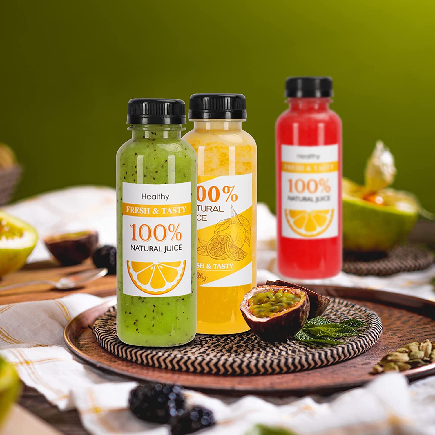 Empty Plastic beverage drinks Bottles with Lid Cap Straw custom Logo label 250ml 500ml 1 liter juice bottle for business