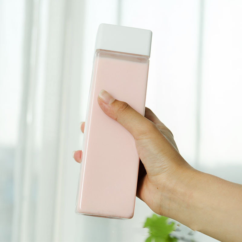 Cold Brew Tea Bottle 400ml Disposable Plastic PET Voss Water Fresh Juice Container Milk Tea Bottle Juicer with Pink Screw Cap