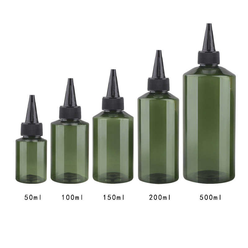 Green White HDPE Squeeze bottle 300ml tip cap oil bottle gel glue pigment liquid empty bottle Plastic packaging with spout cap