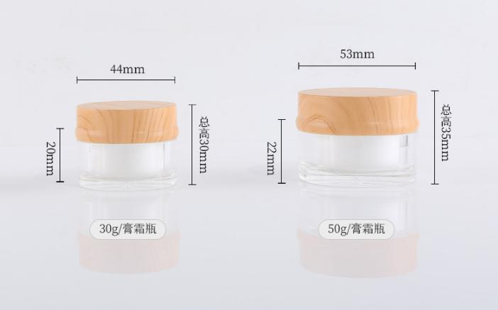 Bamboo Wood Grain Cover Lid Airless Cosmetic Bottle Jar Set skincare plastic serum lotion bottle eye cream packaging jar