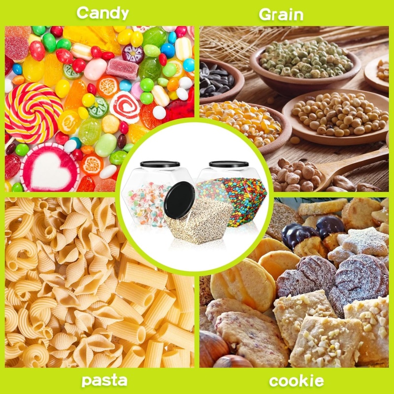 Luxury PET Hexagon Jars Herb Display Container Canister Cookie Snack Storage Pot Large Gallon Plastic Candy Buffet Jars with Lid
