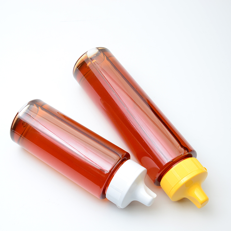Luxury 250ml 360ml 500ml Round Syrup Dispenser Bottles with Seal Flip Top Caps Bee Plastic Honey Jar Squeeze Packaging Container