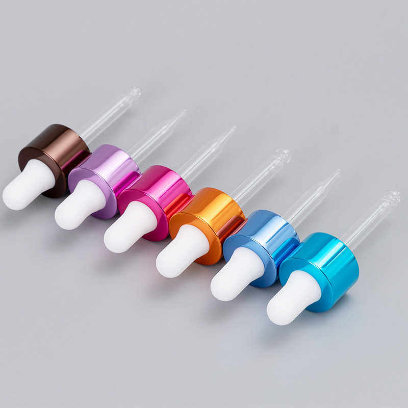 20/410 aluminum custom Silver glass dropper for Plastic and glass serum dropper bottle skin care packaging