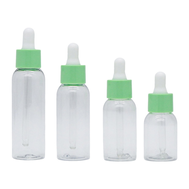 10ml 15ml 30ml 50ml 100ml Green Plastic Serum Bottle with Dropper for Hair Oil Packaging Applicator Essential Oil Bottle Luxury