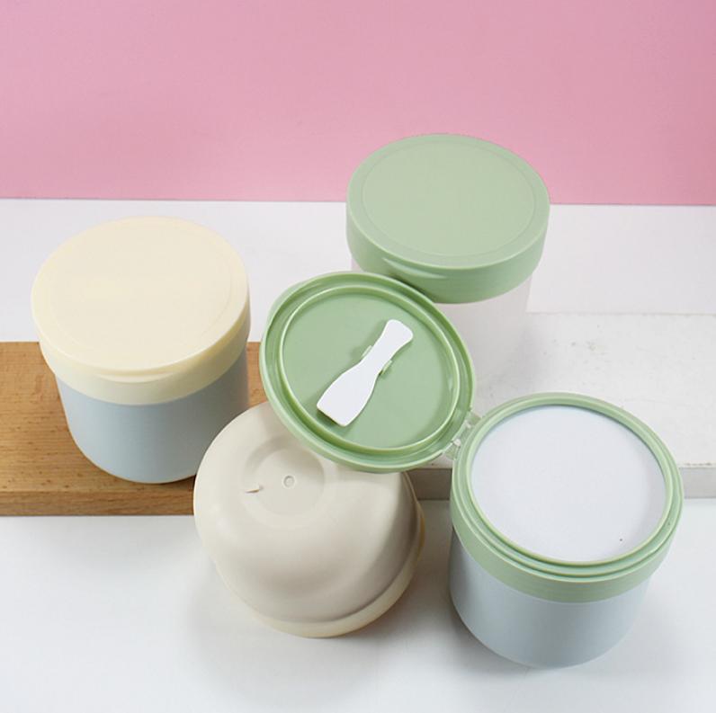 300g 400g PP Cosmetic Jars With lids Spoon for Face Masque Hair Cream Body Scrubs Cleanser Mud Clamshell Plastic Jars With Lids