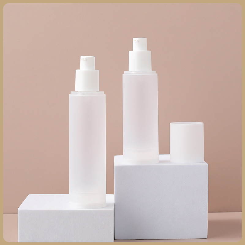 15-100ml white Portable Frosted Lotion Bottle PP Pump Airless Foundation Bottle matte pp spray pump empty bottle with white caps
