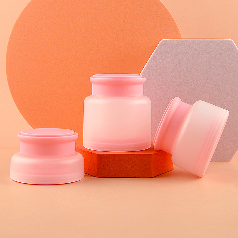 Luxury Green Blue Pink Plastic 30g 50g 100g Face Cream Lotion Jars Round Matte Clear Cosmetic PP Cream Jar Package