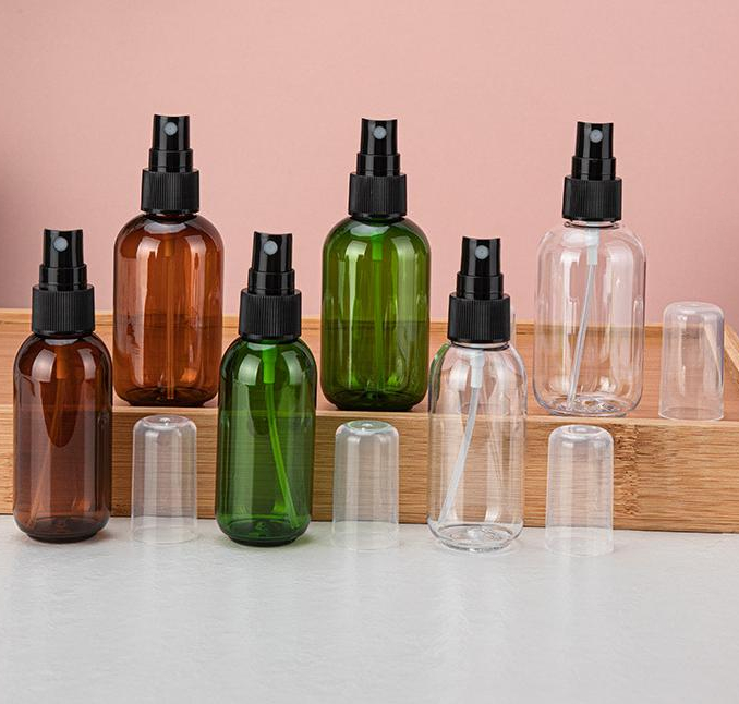 Full Cover 50ml 80ml 100ml 120ml 150ml Round PET Plastic Spray Bottle Perfume Fragrance Sanitizer Alcohol Pump Spray Bottle
