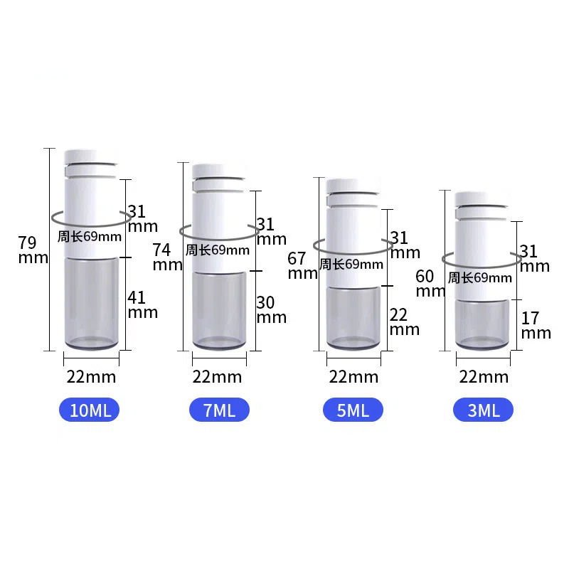 New 3ml 5ml 7ml 10ml cosmetic liquid dropper bottle double silo water powder mix bottle freeze-dried lyophilized powder bottle