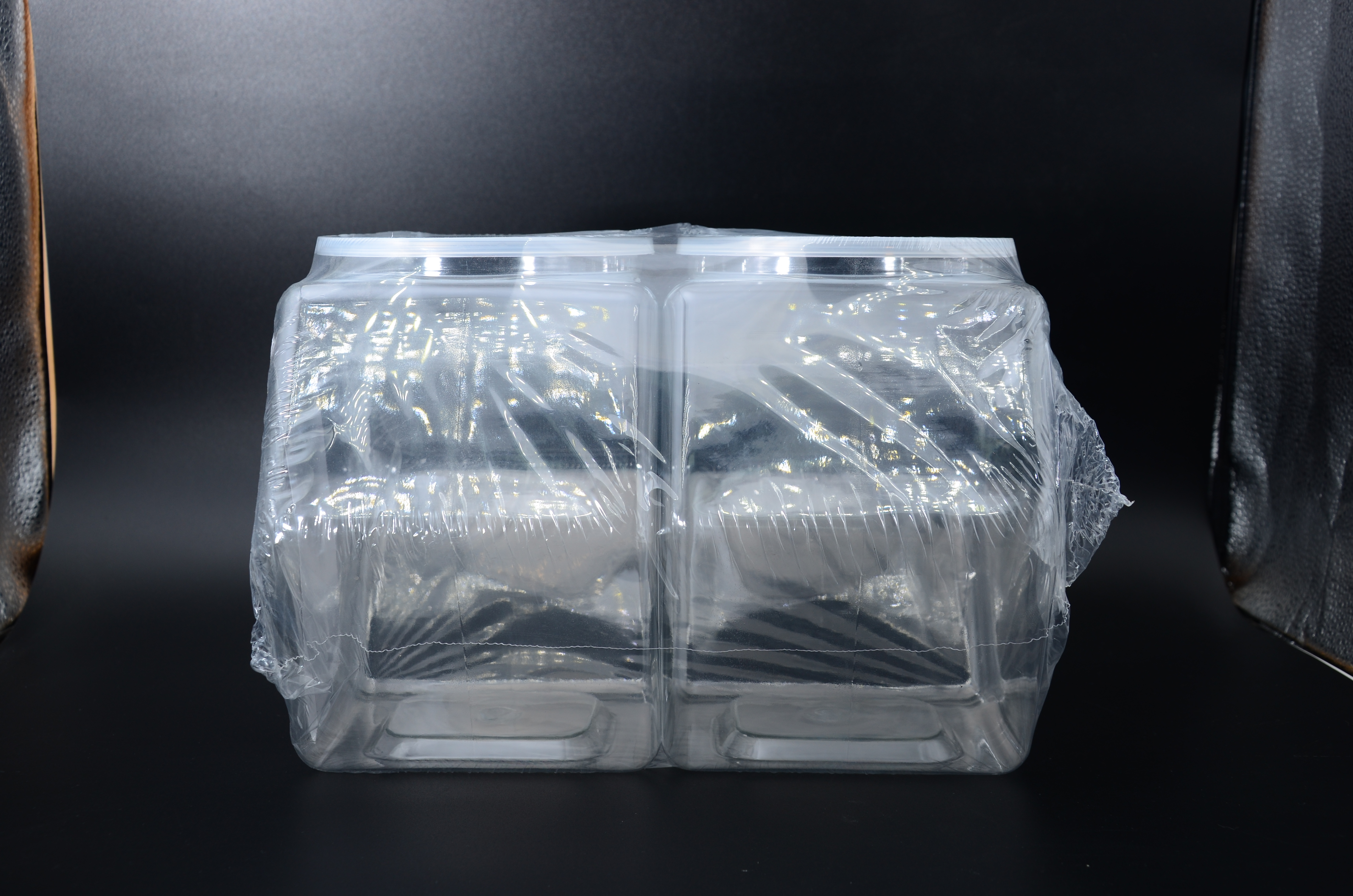 New arrival hexagon plastic pet cookie container for chocolate 129oz 197oz easy take body clear handle storage food jars