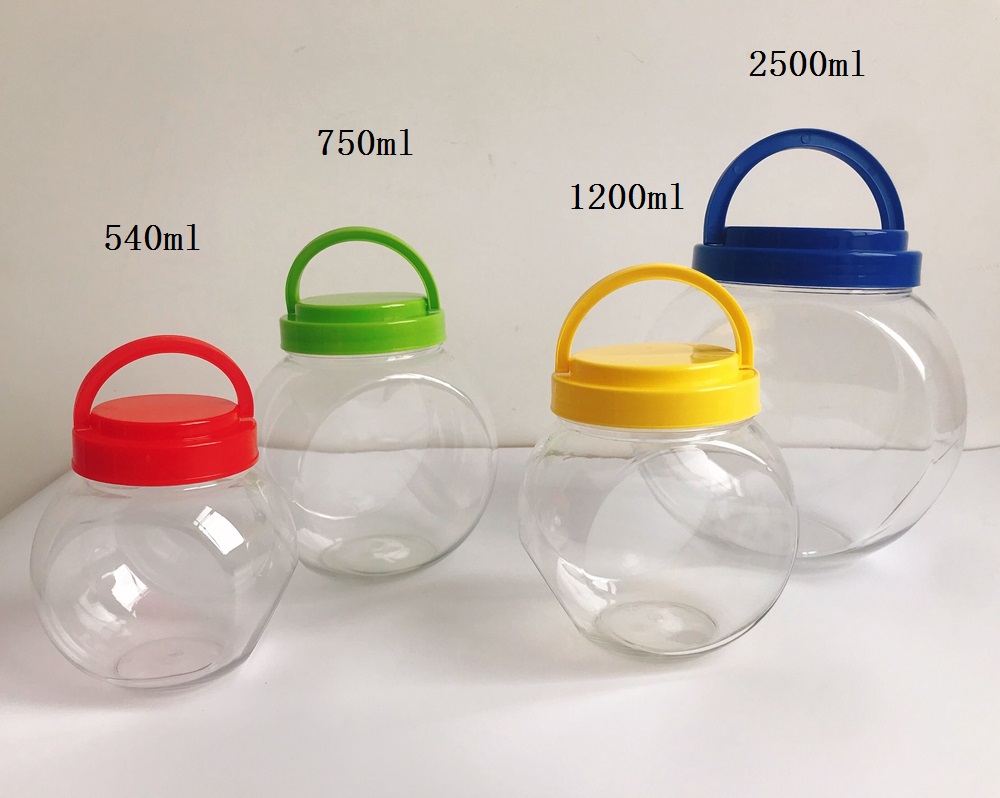 1200 1500 ml Clear Plastic Jars With Lids Airtight Container for Food Storage Dry Food, Peanut Butter and Washing Powder Storage