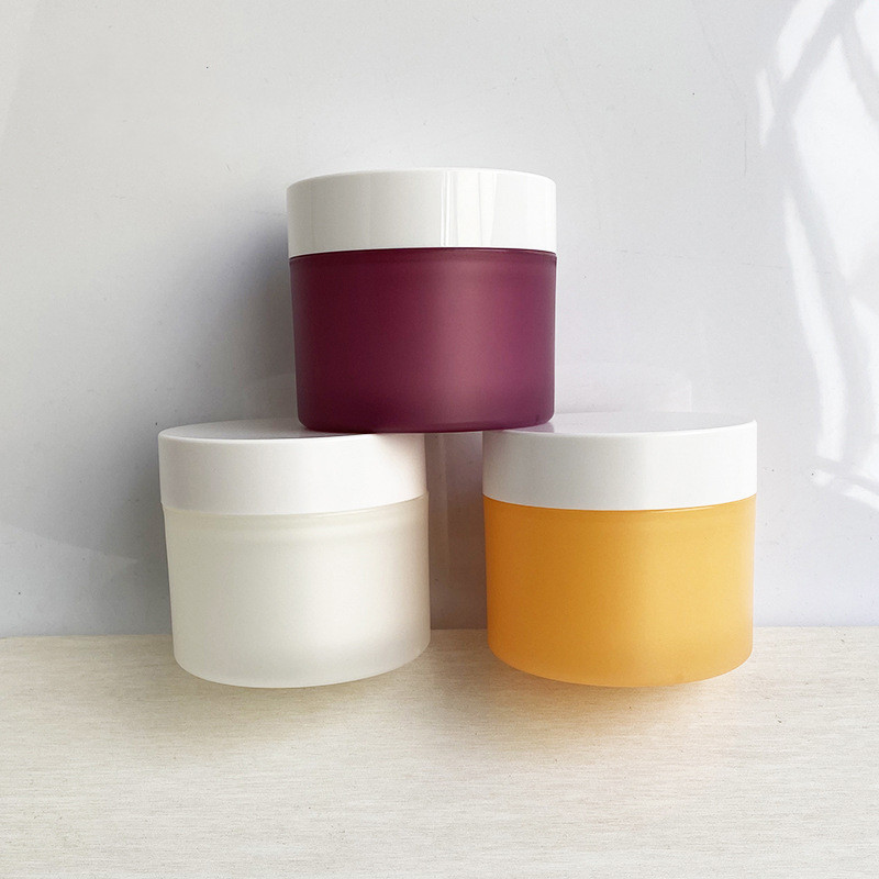 Luxury 100g 150g double wall clear frosted plastic jars PP matte with lids for cosmetic cream packaging body scrub containers