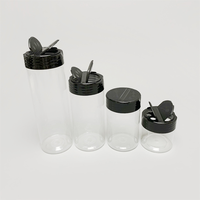 PET Plastic Spice Shaker Jars With Dual Flip Top Lid 80ml 100ml 120ml 250ml 360ml 400ml 500ml Salt Pepper Powder Condiment jar