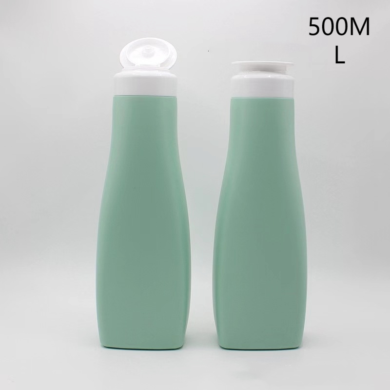custom color Green 500ml HDPE shampoo conditioner Squeeze bottle 16oz Body Care Lotion Flip Top Cap bottle