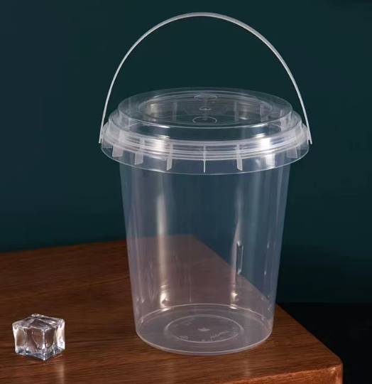 24oz 32oz Empty plastic bucket bottle PP cup Fruits Container PP Clear Bucket Cups With Lid Handle