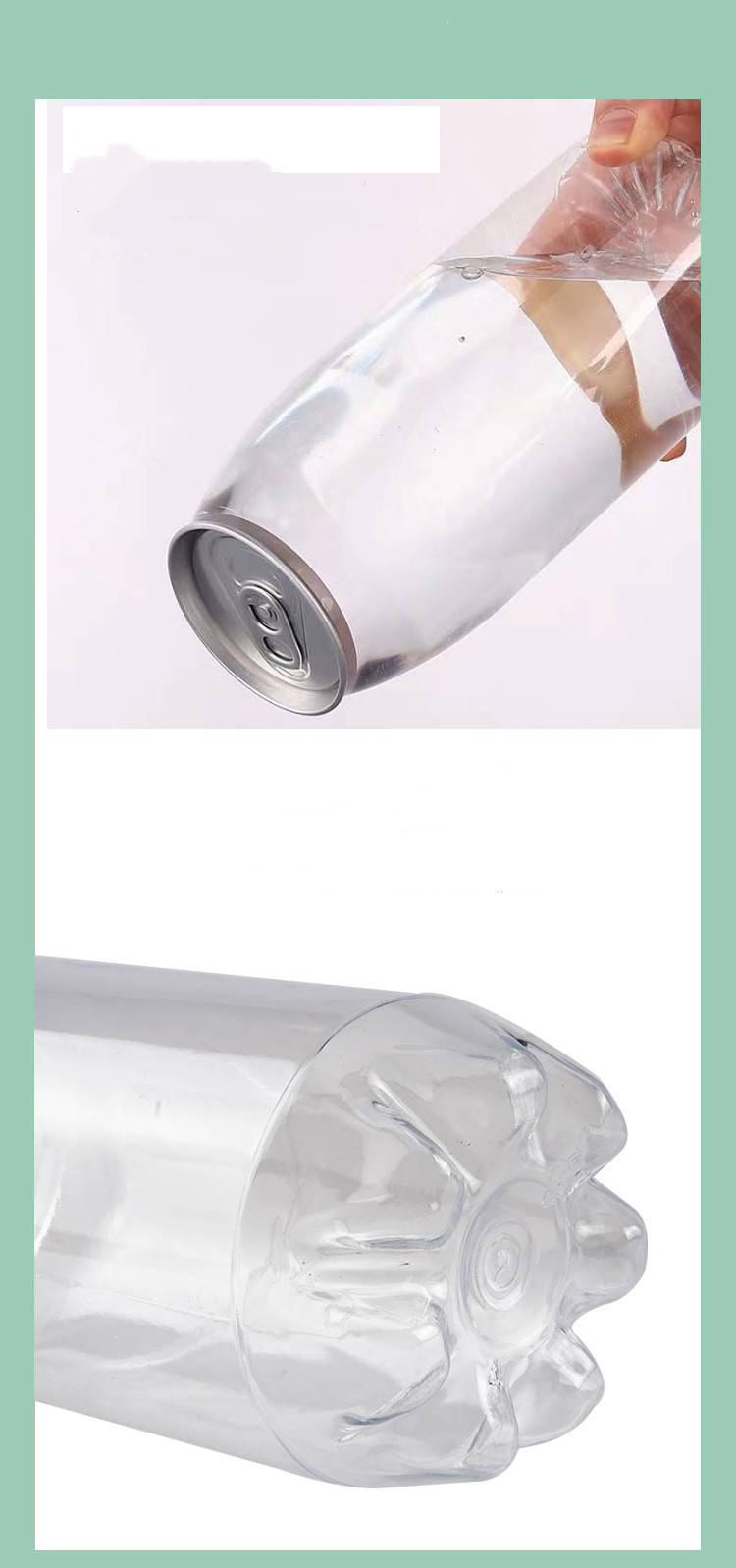 Custom 250ml 330ml 500ml 650ml Pet Clear Juice Coffee soda Can With Easy Open End Beverage Can Plastic Pop Cans