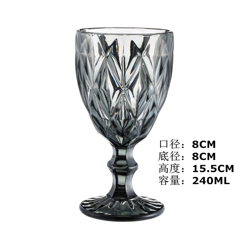 12OZ Wholesale Clear Pink Blue Custom Diamond Drinking Wedding Champagne Goblet Colored Wine Glass Cup