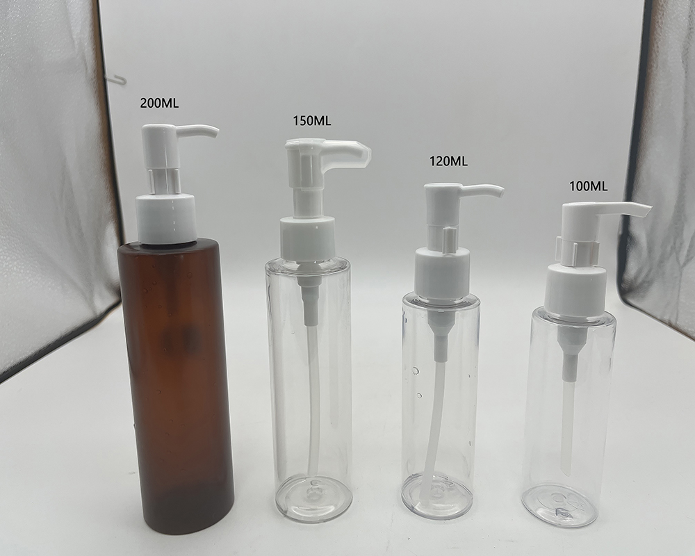 100ml 120ml 150ml 200ml PET customized package Plastic Cosmetic Lotion Cleansing Oil matte round square Bottles with lock Pump