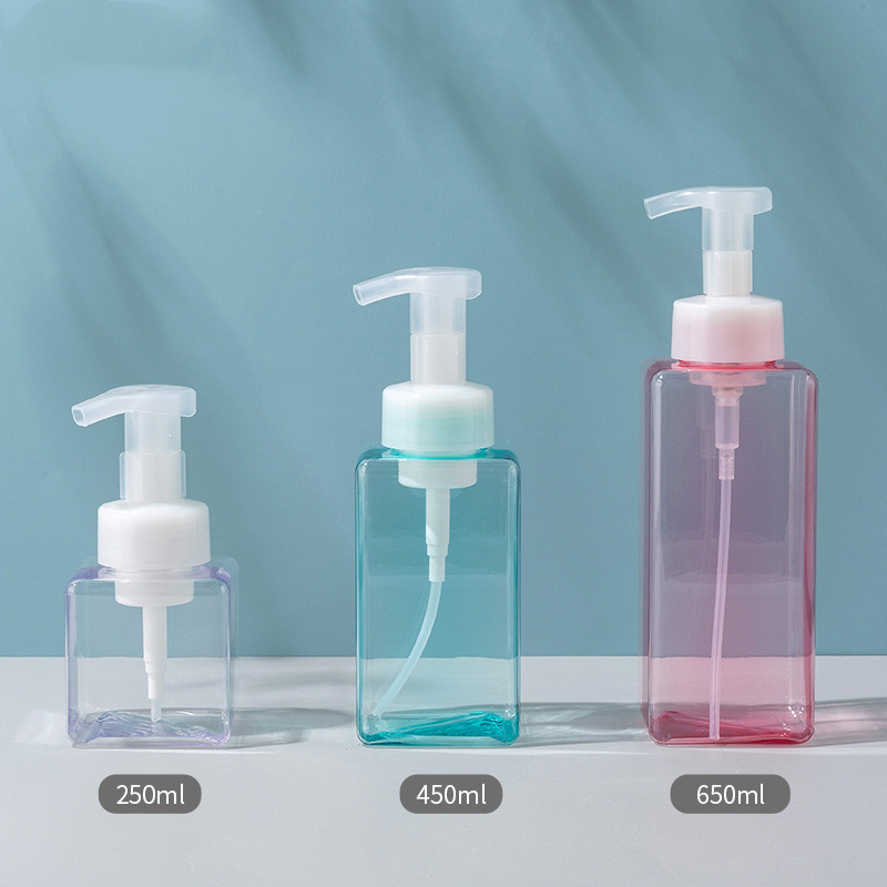 300ml 500ml Square PETG lotion shampoo bottle 250ml 450ml 650ml petg bottle cosmetic shower gel body wash packaging pump bottle