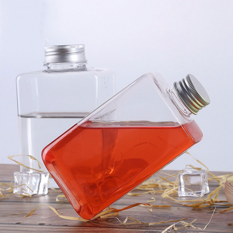 300ml Pet Square Beverage Bottle Plastic Ins Juice Coffee Wine Rectangle Milk Tea Bottle  Beverage Bottles For Juice