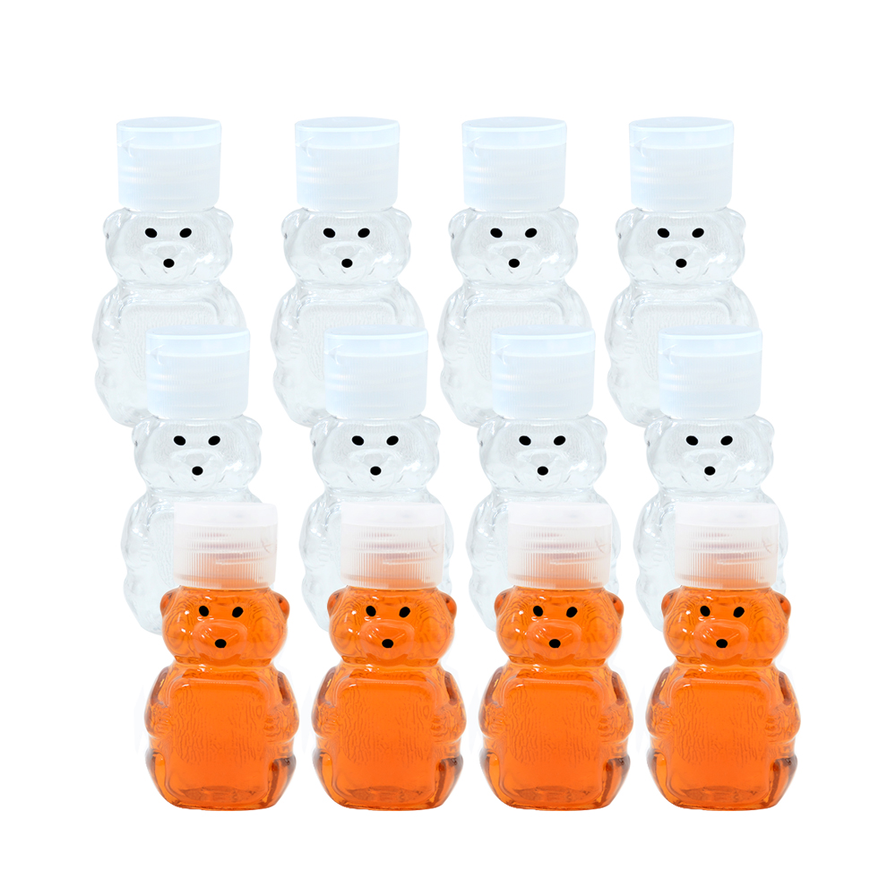HOT SALE Plastic Bear Shape Empty Transparent Upside Down  PET Food Grade Beverage Packaging  honey bottles