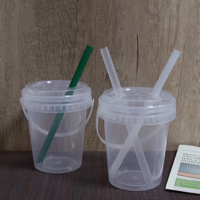 Wholesale 700ml 750ml 950ml 1000ml Disposable Plastic Portable Fruit Cup Transparent Bucket Juice Containers for Beverage Shop