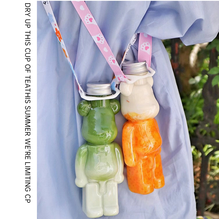 500ml 16oz Clear Plastic Bear Drink Bottle for Iced Coffee Cold Water Boba Juice Beverage Containers Packed Takeaway New Shape