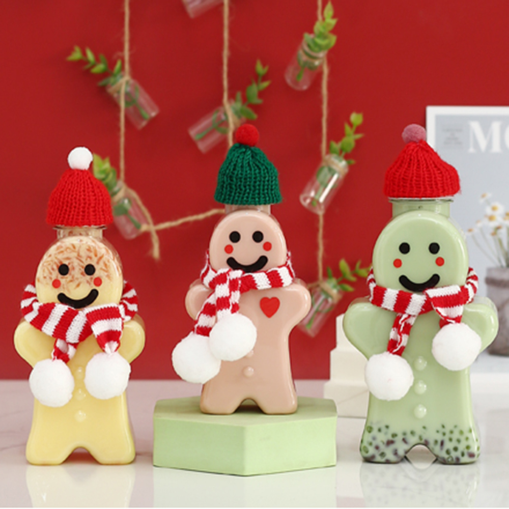 500ml Christmas Gingerbread Man Disposable Mineral Water Bottle Juice Beverage Plastic Bottle
