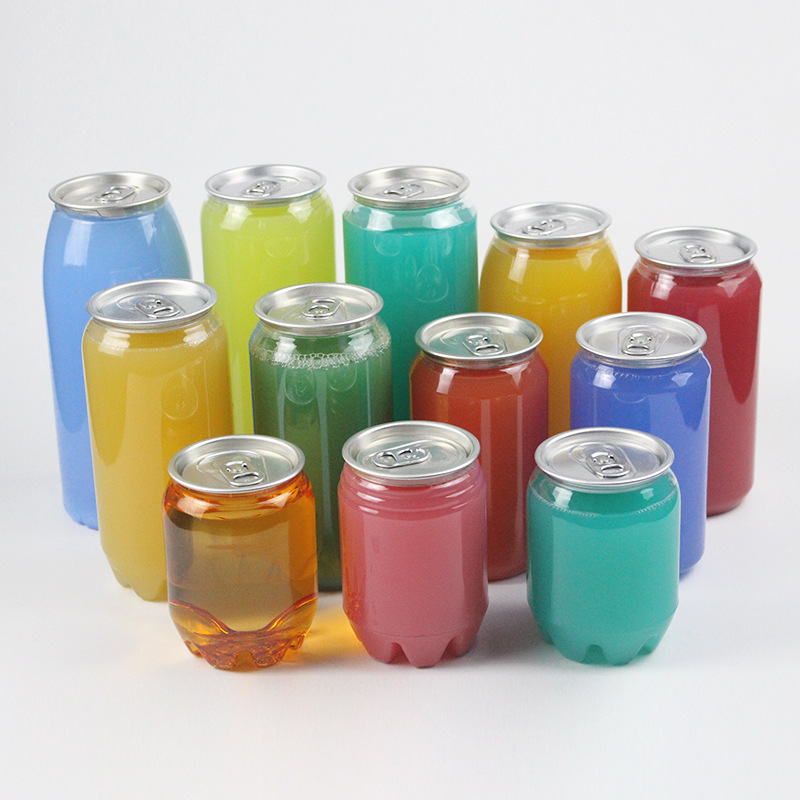 Plastic Juice Can 400ml Clear Round Custom Drinking Packaging Container Custom logo Cup for Cold Drink Beverage