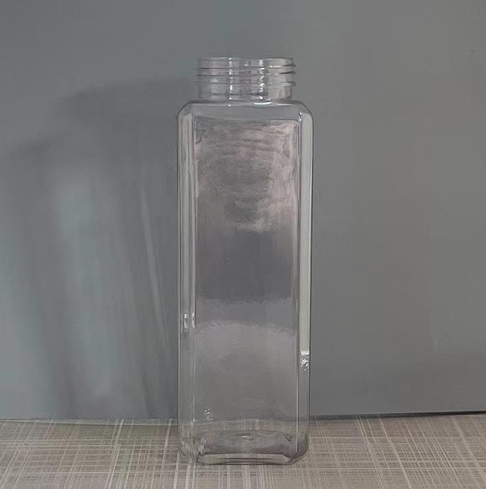 400ml Square Bottle Plastic Iced Tea Fruit Juice Boba Milk tea Coffee Powder Storage Bottle Container With Tamper-proof Cap