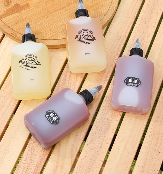 Refillable Empty Sauces Bottles 8 oz Plastic Squeeze bottles with Black Flip Top Caps, Wide Mouth for Condiment