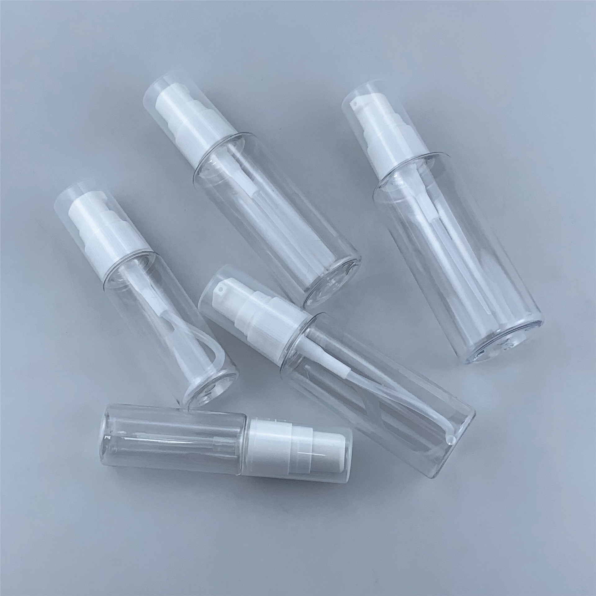 Small Mini 20ml 30ml 50ml 60ml 80ml 100ml Transparent Cosmetics Care Facial Serum Oil Lotion Cream Pump Bottle With Dust Cover