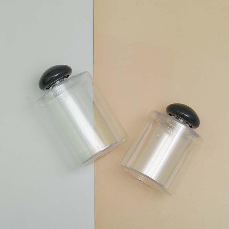 Custom Printing 50ml 100ml 200ml colorful clear Empty Cosmetic plastic Shampoo Lotion Bottle with round mushroom cap