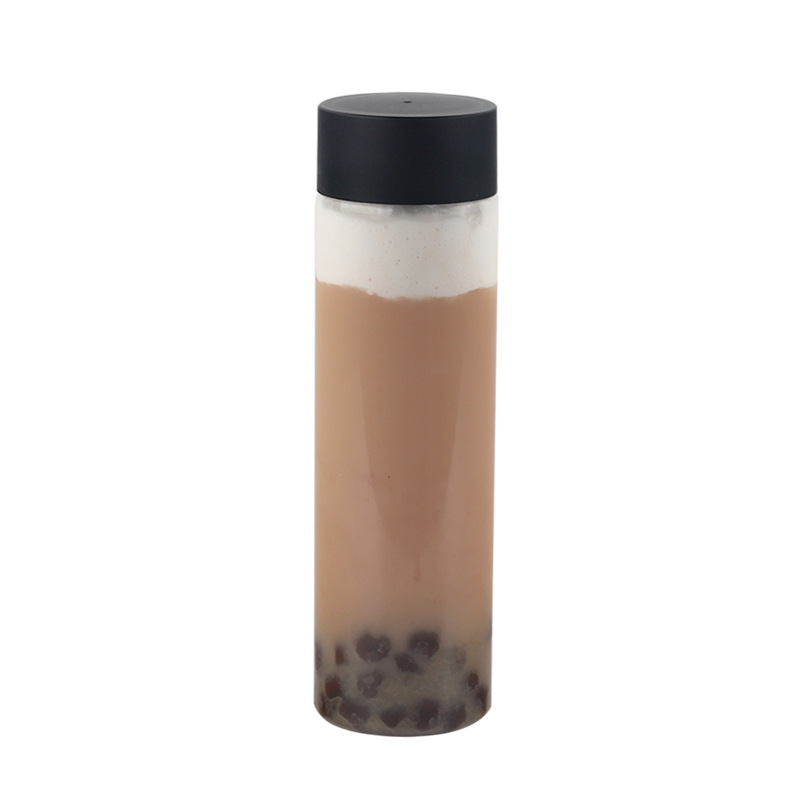 300ml 400ml 500ml PET round shape Transparent Fruit Juice Coffee Beverage Plastic Bottle With Cap Plastic Beverage Bottle