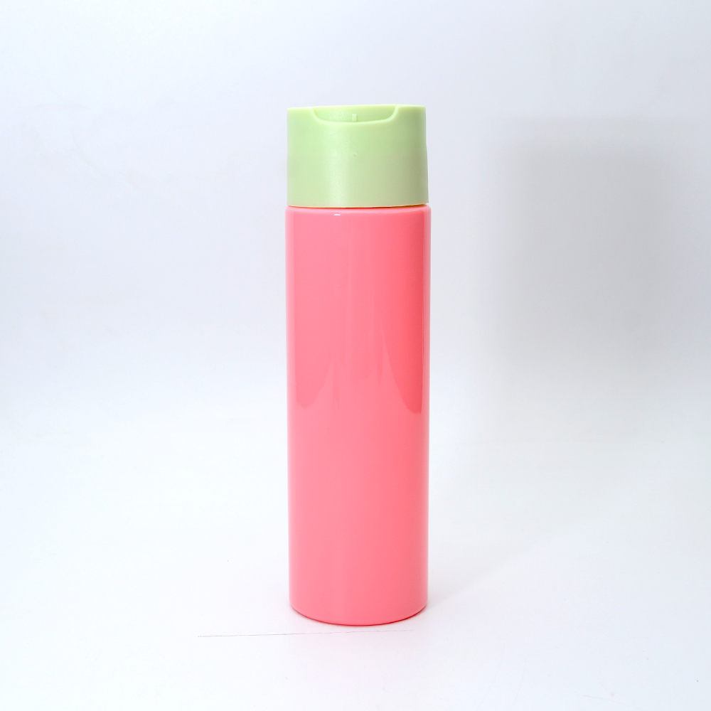 200ml 250ml 300ml Flat Shoulder Plastic Cosmetic Containers PET HDPE Black Shampoo and Conditioner Bottles With Disc Top Caps