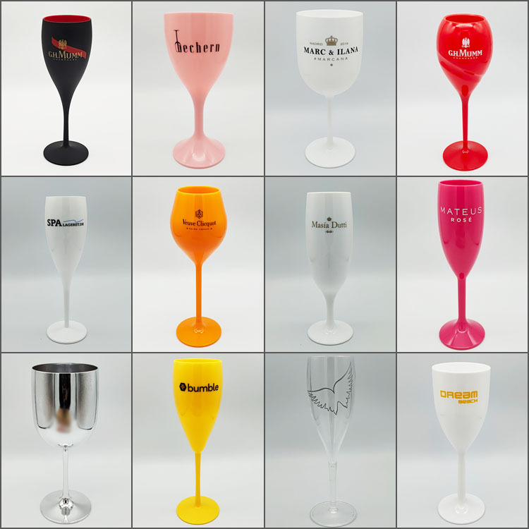 Wholesale Custom PS 75ml/2.5oz Goblet Clear Acrylic Glasses Red Wine Bottle Transparent Drink Cup Clear Plastic Champagne Flute