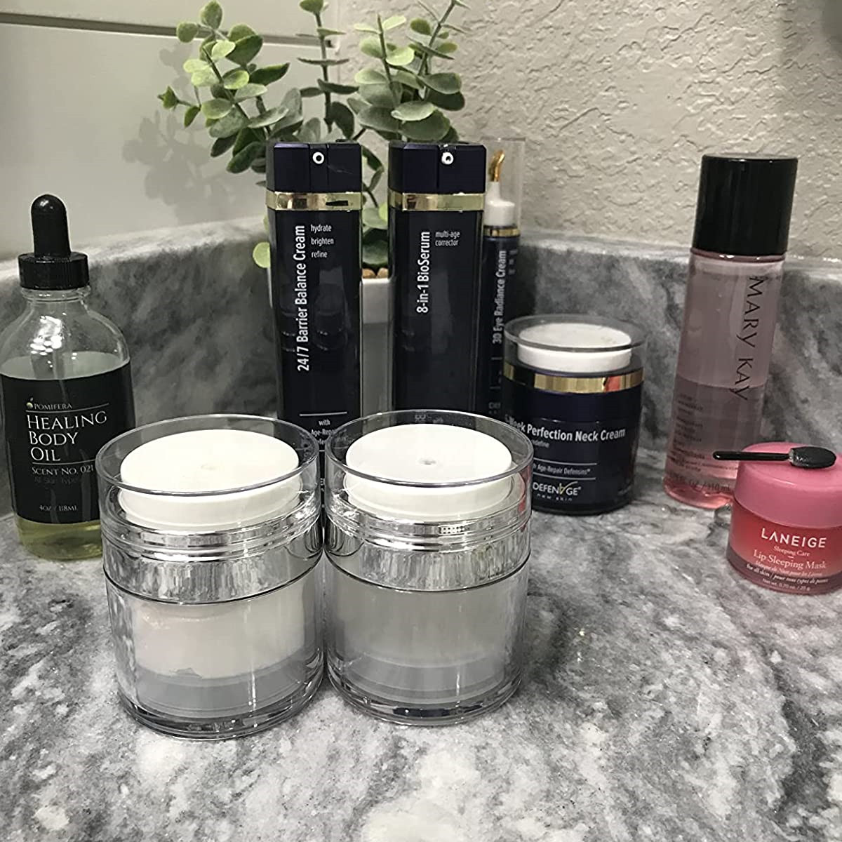 Refillable Empty Airless Press Pump Container for Packaging Creams Gel and Lotion 15ml 30ml 50ml PP Plastic Airless Cosmetic Jar