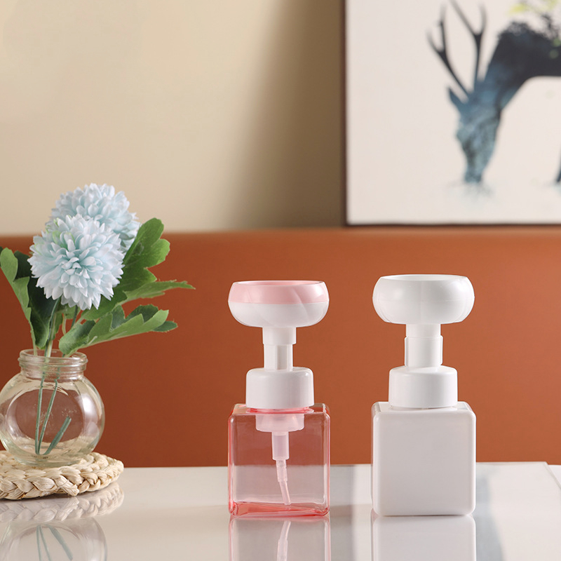 Baby Kids Hand Wash Mousse Foam Pump Bottle Pink Color 250ml 350ml 450ml Square face wash facial foaming cleanser bottle plastic