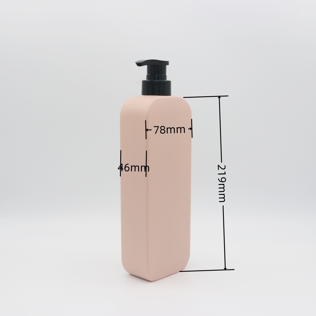 750ml plastic tall thin flat bottle HDPE large volume shampoo body wash conditioner set empty bottle Black lotion pump dispenser