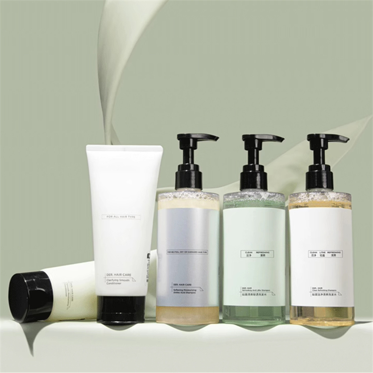 Wholesale Custom Shampoo Bottle Packaging With Logo Plastic Empty Round Matte Shampoo and Conditioner Pump Bottles