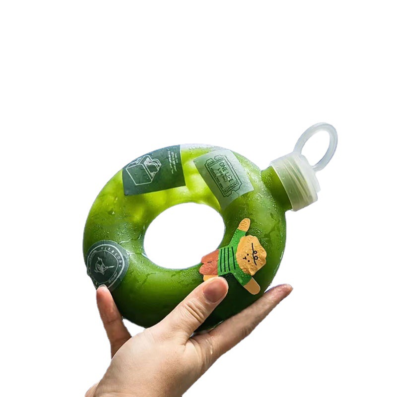 500ml cute round shape PP high temperature resistant Donut Shape Cup Milk Tea Juice PP Plastic Bottle