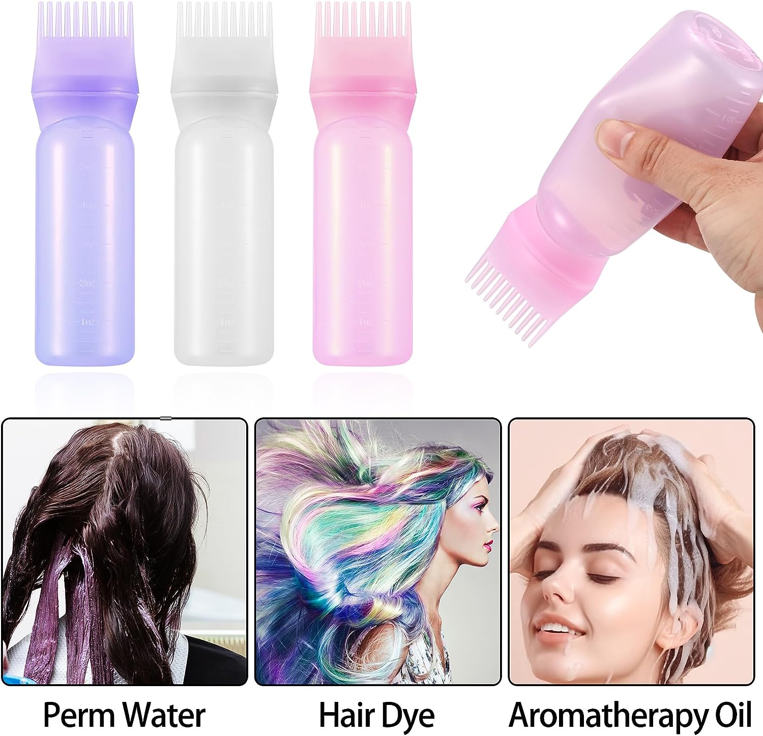 Custom Salon Brush Plastic Bottle Clear Pink PP 120ml 150ml 200ml Plastic Squeeze Bottle Hair Oil Hair Dye Applicator Bottles
