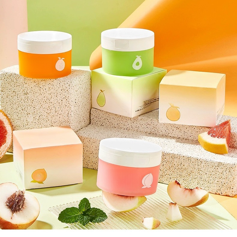 PP Frosted Green Cosmetic Jars with Lids for Body Butter Cream Ginger 100ml PET Round Slim Wide Mouth Cleansing Balm Jar Plastic