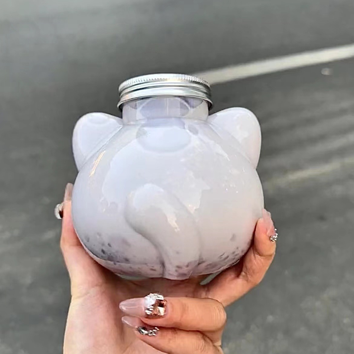 550ml Wholesale Cat Animal Shaped transparent PET Juice Bottles Plastic Juice Bottles for Milk Coffee