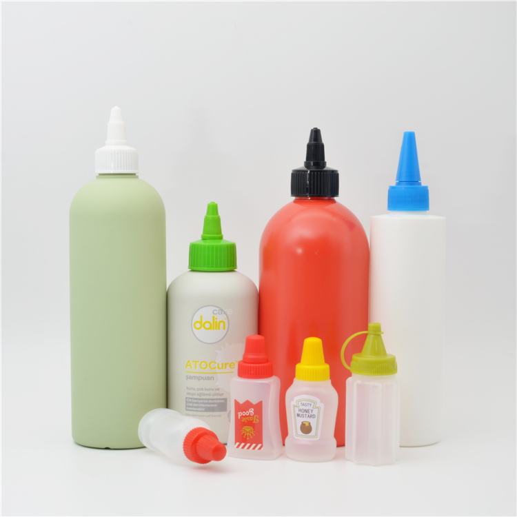 350ml, 500ml, 750ml Matte PET HDPE Plastic Dispenser Sauce Food Grade Squeeze Bottles olive oil bottle with Twist Spout Caps