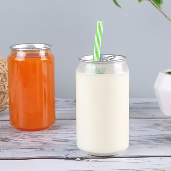 250ml 330ml 500ml Plastic PET Can Transparent Easy Open Cola Carbonated Cans for Drink Soda Soft Beverage