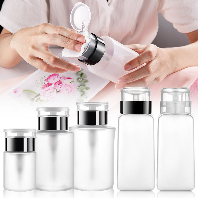 Custom 100ml 120ml 150ml 200ml Plastic PP PET Cosmetic squeeze bottle packaging Eye Nail Polish Press Pump Makeup Remover Bottle