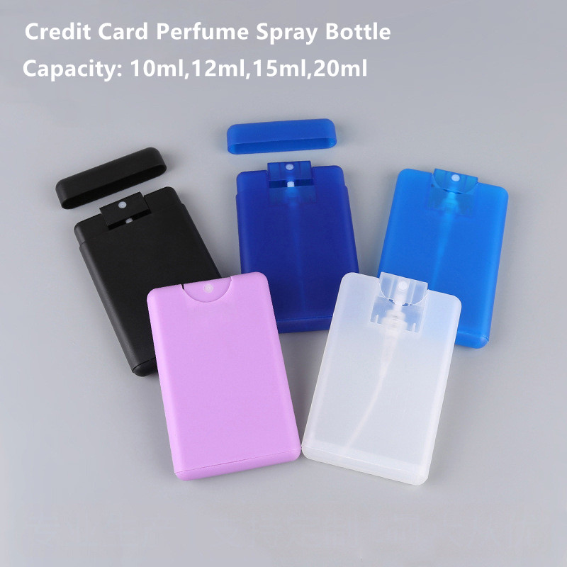 Custom Color Mini Portable 10ml 12ml 15ml 20ml Card Spray Bottle with Keychain Small Plastic Credit Card Perfume Spray Dispenser