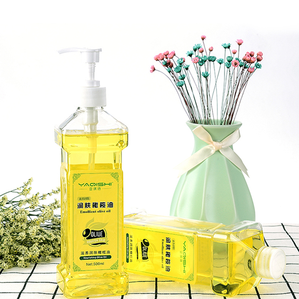 500ml Square Clear Empty Lotion Pump Refillable Ginger Oil Containers Liquid Body Soap Creams Shampoo Bottles Massage Oil Bottle