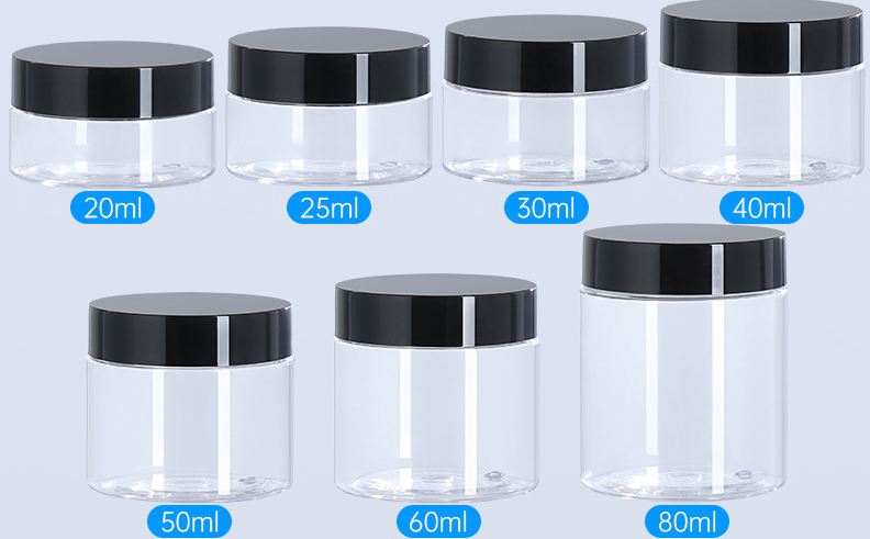 Round Empty Clear Wide Mouth Cosmetic Cream Lotion Liquid Butter Storage Containers PET Plastic Jars for Beauty Product